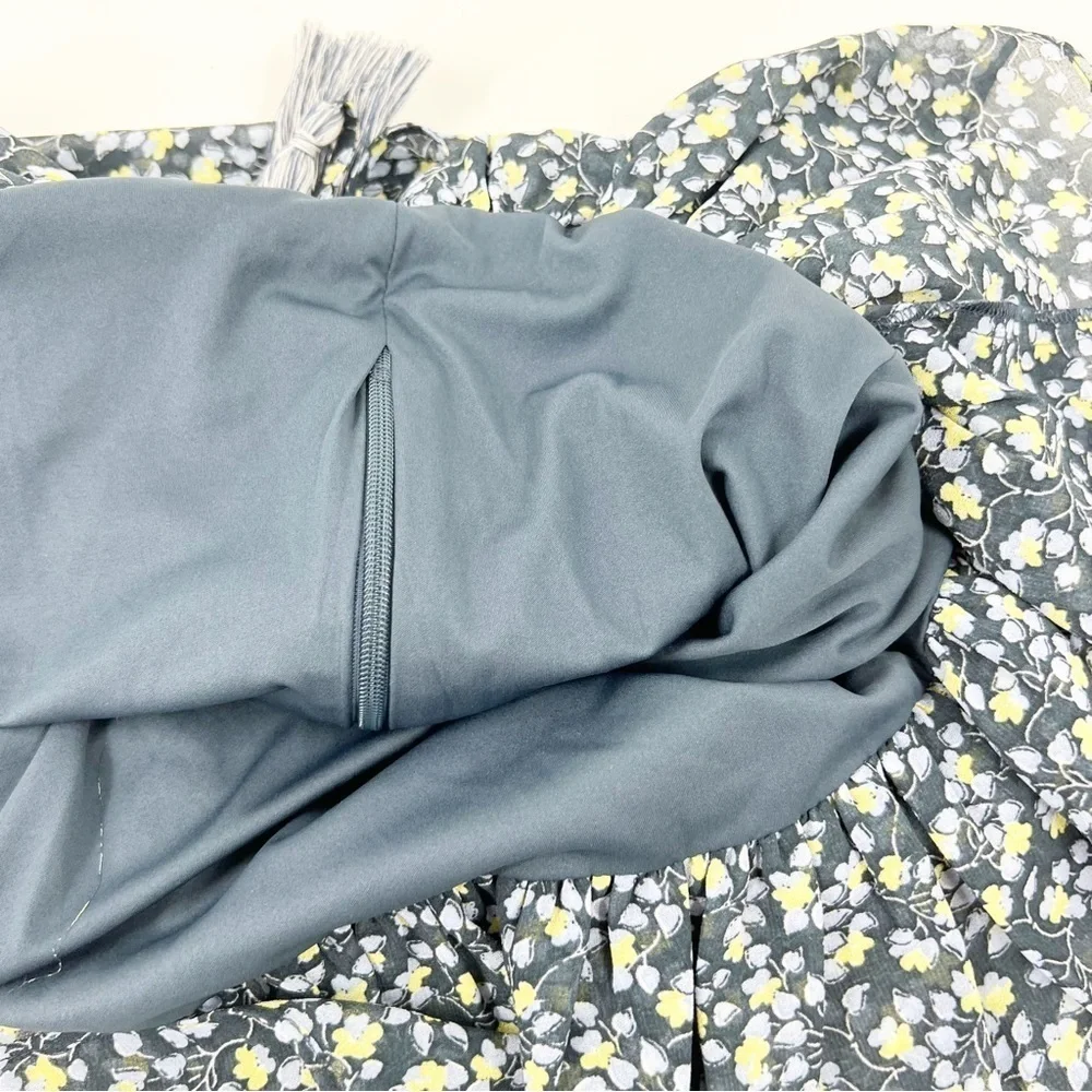✅ 1. State Floral Ruched Ruffled Mini Skirt SIZE 0‎ BLUE FLORAL
